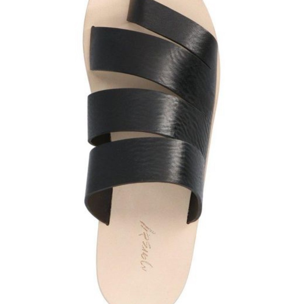 Marsell Sandellone Leather Single Strap Slip On Slide Sandals Black Size 7 NWOT